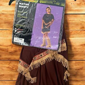 Totally Ghoul Native American Child Costume Medium Fringed Brown/Beige Polyester